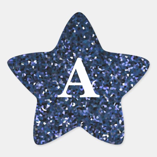 Sticker Étoile Parties scintillant bleue Monogramme blanc Nom per (Devant)
