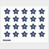 Sticker Étoile Parties scintillant bleue Monogramme blanc Nom per (Feuille)
