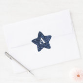 Sticker Étoile Parties scintillant bleue Monogramme blanc Nom per (Enveloppe)