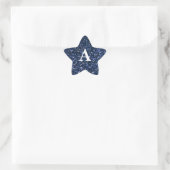Sticker Étoile Parties scintillant bleue Monogramme blanc Nom per (Sac)
