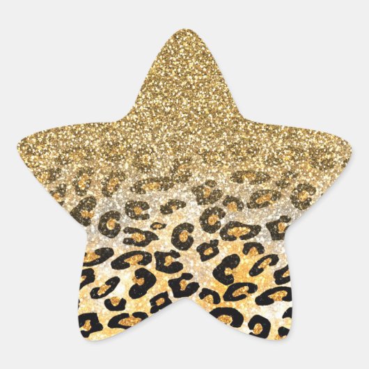 Sticker Étoile Parties scintillant moderne Leopard Motif Gold Om (Devant)