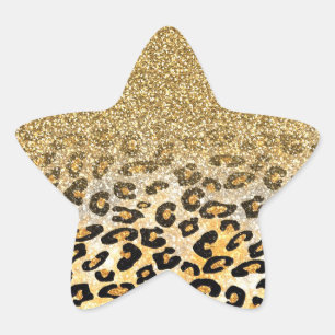 Sticker Étoile Parties scintillant moderne Leopard Motif Gold  Om