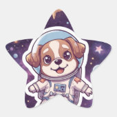 Sticker Étoile Pâtes interstellaires - Chien spatial mignon à l'a (Devant)