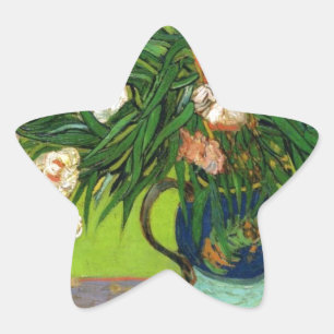 Sticker Étoile Peinture vintage de Van Gogh Fleurs en fleurs Vign