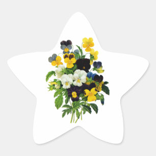 Sticker Étoile Pensées bleues et jaunes par Pierre Joseph Redout