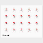 Sticker Étoile Père Noël Skull avec Casquette de Noël (Feuille)