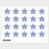Sticker Étoile Périwinkle bleu et blanc Damas (Feuille)