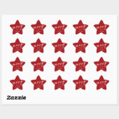 Sticker Étoile Personnalisé Rouge + Blanc "Joyeux" Noël/Fête (Feuille)