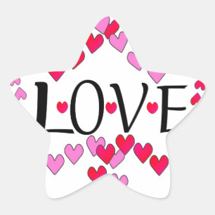 Sticker Étoile Petits coeurs rose rouge AMOUR