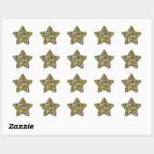 Sticker Étoile Pink and Yellow Geometric shapes pop art punk (Feuille)