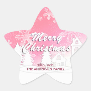 Sticker Étoile Pink White House Snowflakes Noël Bonne année