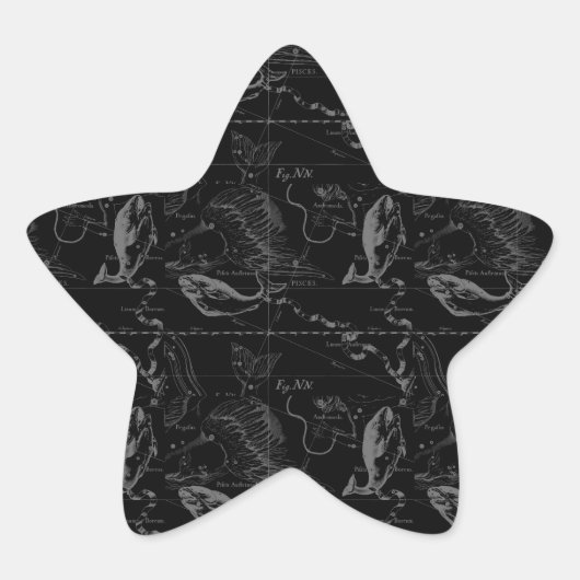 Sticker Étoile Pisces Constellation Hevelius 1690 sur Black (Devant)