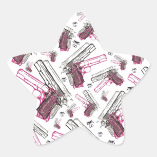 Sticker Étoile Pistol Pearl, pistolet bidon et motif de cerises.