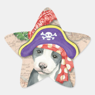 Sticker Étoile Pit Bull Terrier Pirate