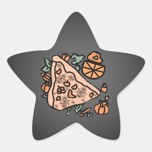 Sticker Étoile Pizza Rétro avec une touche de citrouille (Devant)