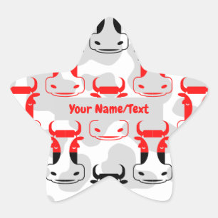 Sticker Étoile Plaque personnalisée Funny Moody Cows Motif
