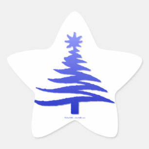 Sticker Étoile Pochoir d'arbre de Noël Bleu Cobalt