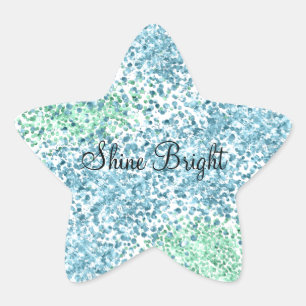 Sticker Étoile Point vert Mint Aqua Blue Sparkhe Dots Glitz