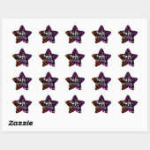 Sticker Étoile Points Arc-en-ciel d'anniversaire en noir (Feuille)