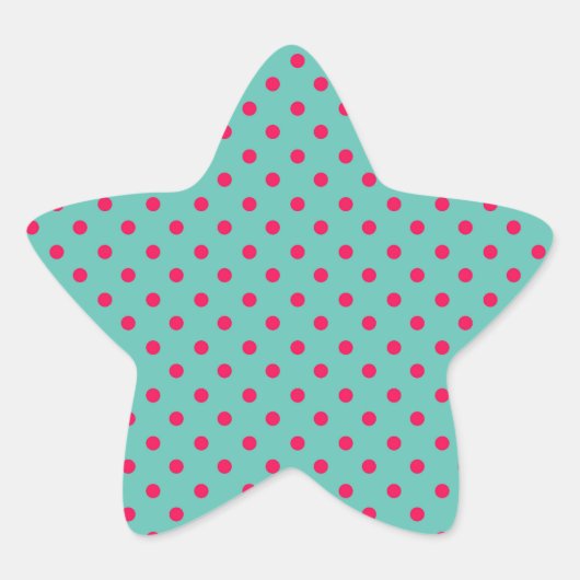 Sticker Étoile Points roses profonds sur Aqua Blue (Devant)