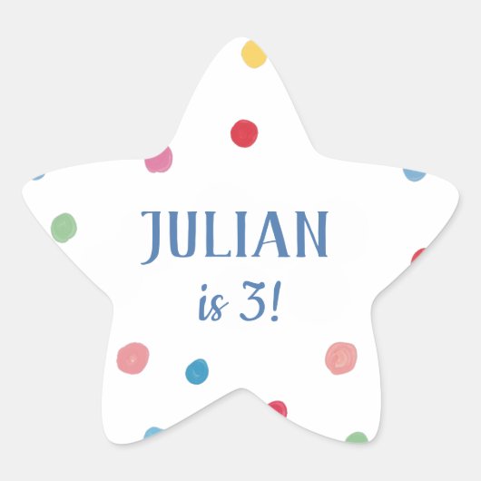 Sticker Étoile Pois de boule Anniversaire de enfant de la partie (Devant)