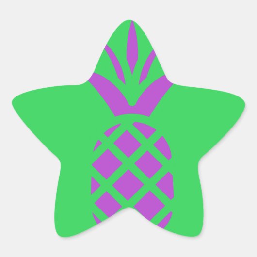 Sticker Étoile Pomme de pin violet en vert. (Devant)