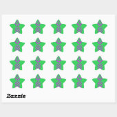 Sticker Étoile Pomme de pin violet en vert. (Feuille)
