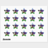 Sticker Étoile Poupée Kokeshi Japonaise Art Fleur de Cerisier (Feuille)
