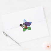 Sticker Étoile Poupée Kokeshi Japonaise Art Fleur de Cerisier (Enveloppe)