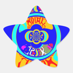 Sticker Étoile Psychedelic Groove : Pop Art Énergie Abstraite