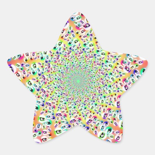 Sticker Étoile Psychédélique Rainbow Eyes Mandala (Devant)