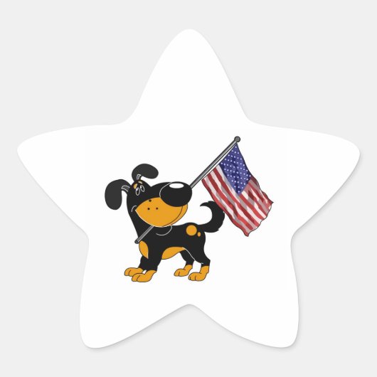 Sticker Étoile Pup avec drapeau (Devant)