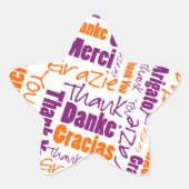 Sticker Étoile Purple Orange Multilingual Typography Collage (Devant)
