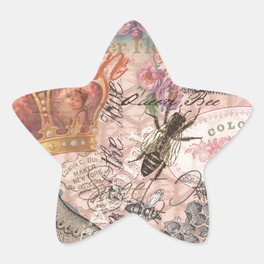 Sticker Étoile Queen Bee Vintage magnifique collage (Devant)