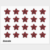 Sticker Étoile RAB Rockabilly Empreinte de léopard Rouge Noir (Feuille)