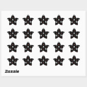 Sticker Étoile RAB Rockabilly Skuls et Cerises sur Noir (Feuille)
