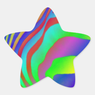Sticker Étoile Rainbow Zebra