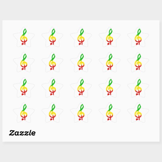Sticker Étoile Rasta Treble Clef (Feuille)