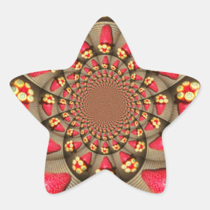 Sticker Étoile Ravissement rouge coloré : Caléidoscope de fraises