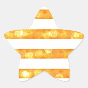 Sticker Étoile Rayures Bokeh Orange Et Blanc