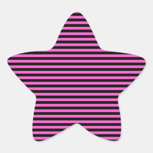 Sticker Étoile Rayures Rose Clair et Noir