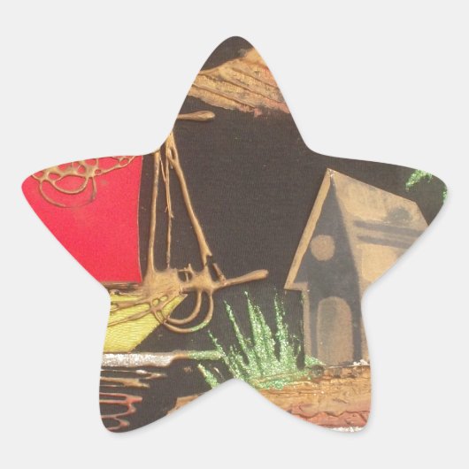 Sticker Étoile Red Sailboat Paysage peinture à l'huile Imprimer (Devant)