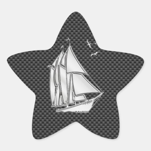 Sticker Étoile Regatta Sailboat on Carbon Fiber Style (Devant)