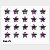 Sticker Étoile Rose chaud avec motif zèbre (Feuille)
