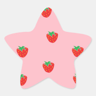 Sticker Étoile Rose de fraises