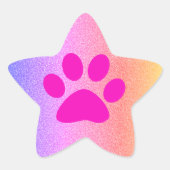 Sticker Étoile Rose Gold Pailletés Empreintes de Patte Roses Mign (Devant)