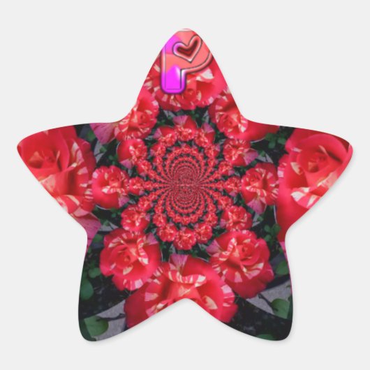 Sticker Étoile Roses rouges Iridescente "Bonne Saint Valentin" Im (Devant)