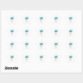 Sticker Étoile Roses turquoise avec touches (Feuille)