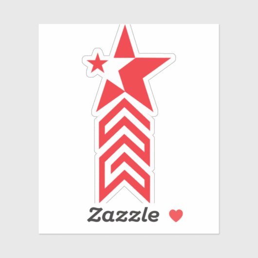 Sticker Étoile rouge avec flèches à chevron (Feuille)