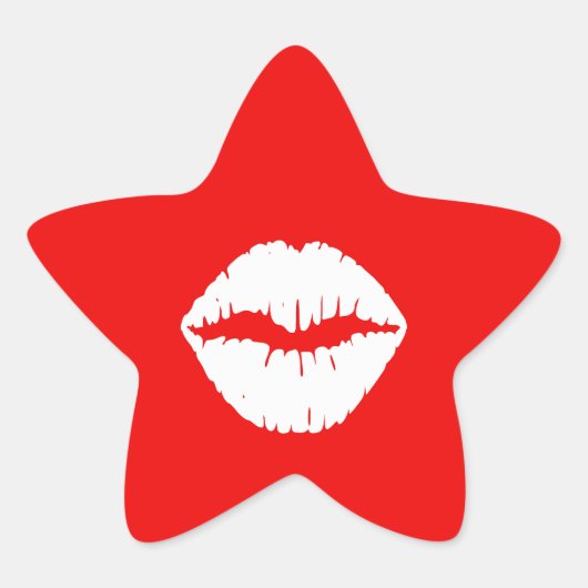 Sticker Étoile Rouge et Blanc Maquillage à Levres (Devant)